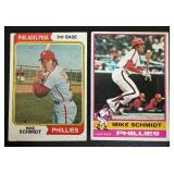 Mike Schmidt 2 Card Lot - 1974 #283 and 1976 #480 Vintage Baseball Cards