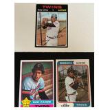 Tony Oliva 3 Card Lot - 1971, 1974, 1976 Vintage Minnesota Twins Baseball Cards