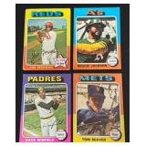 1975 Topps 4 Card Star Lot - Reggie Jackson, Joe Morgan, Tom Seaver, Dave Winfield - Vintage Baseball Cards