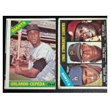 1966 Topps 2 Card Star Lot - Orlando Cepeda #132 and #225 NL Strikeout Leaders Koufax / Gibson Vintage Baseball Cards