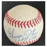Amos Otis Signed Baseball with MLB COA - Inscribed 5x All-Star