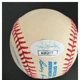 Rick Ferrell Signed Rawlings AL Brown Baseball with JSA COA and Case