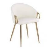 Lumisource Claire White Faux Leather and Gold Metal Dining Chair  Customer Returns See Pictures