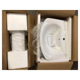 Swiss Madison Modern White Ceramic Rectangular Chateau Pedestal Bathroom Vessel Sink with Round Single Faucet Hole   Customer Returns See Pictures