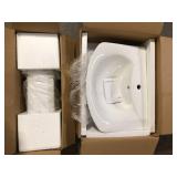 Swiss Madison Modern White Ceramic Rectangular Chateau Pedestal Bathroom Vessel Sink with Round Single Faucet Hole   Customer Returns See Pictures