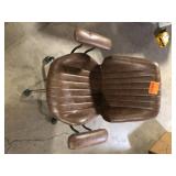 Magic Dark Brown Suede Fabric Swivel Office Task Chair with Arms and Lumbar Support Customer Returns See Pictures