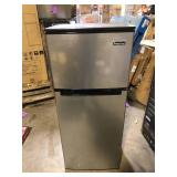 Magic Chef 18.5 in. W, 4.5 cu. ft. 2-Door Mini Refrigerator, with Freezer in Platinum Steel   Customer Returns See Pictures