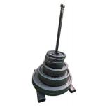 235 lbs of Standard Weight Plates with a standing storage Rack: Two 45 lbs,  Two 35 lbs,   Two 25 lbs and  Four 5 lbs