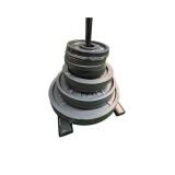 235 lbs of Standard Weight Plates with a standing storage Rack: Two 45 lbs,  Two 35 lbs,   Two 25 lbs and  Four 5 lbs