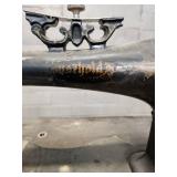 Vintage Household Sewing Machine on Pedal Stand - Antique Cast Iron