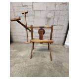 Vintage Wooden Gear-Operated Machine with Crank Handle