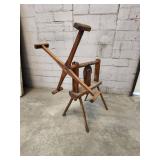 Vintage Wooden Gear-Operated Machine with Crank Handle