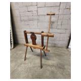 Vintage Wooden Gear-Operated Machine with Crank Handle