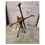 Vintage Wooden Gear-Operated Machine with Crank Handle