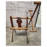 Vintage Wooden Gear-Operated Machine with Crank Handle