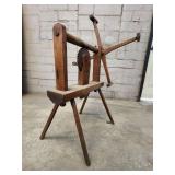 Vintage Wooden Gear-Operated Machine with Crank Handle