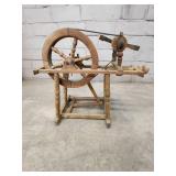 Antique Hand-Cranked Wooden Spinning Wheel