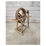 Antique Hand-Cranked Wooden Spinning Wheel