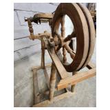 Antique Hand-Cranked Wooden Spinning Wheel