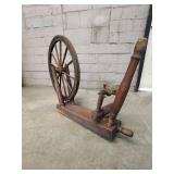 Antique Wooden Spinning Wheel with Floral Design