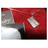 925 STERLING NECKLACE WITH NATURAL DIAMOND CHIP.