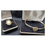 VINTAGE GOLD TONE AND FILIGREE OPAL JEWELRY