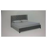 New Light Grey Upholstered King Bed Frame - Frame Only