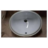 Round Bathroom Sink with Overflow Drain - 14.17 in Diameter