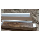 Set of 2 Floor Mounts with Wooden Plank and Metal Brackets for Shelving