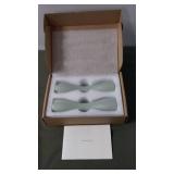 Set of 2 Green Glass Shakers in Original Box with Instructions