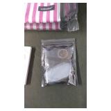 Lot of 3 Makeup Products and Pink Striped Makeup Bag