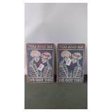 Set of 2 Vintage Skeleton-Themed Framed Artwork - You and Me, We Got This