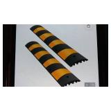 Pair of Rubber Speed Bumps with Yellow Stripes