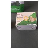 Pet Supplies Lot: Minties Dental Treats, Bark Control Device, and Pet Bath Brush Set