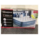 Queen Size Beautyrest Sensalux 18" Inflatable Air Bed Blow up Mattress with Built-in Pump