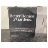 Better Homes & Gardens 22" Contemporary 3-Head Vanity Light, Satin Nickel Finish Clear Glass Shades