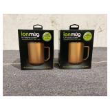 LOT OF 2 ionMug & Charging Coaster, 12oz. Stainless Steel Self Heating Coffee Mug with Lid, 3.5" x 3.5" x 5"
