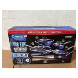 11PCS Blue Diamond, Blue Limited Edition Nonstick Ceramic Cookware Set
