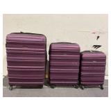 3 Piece Expandable Luggage Set with TSA Lock, 21/25/29 Inch PC Lightweight Carry On Luggage with Spinner Wheels, Roller Travel Suitcase with 2 Hooks for Men, Women, Dark Purple