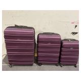 3 Piece Expandable Luggage Set with TSA Lock, 21/25/29 Inch PC Lightweight Carry On Luggage with Spinner Wheels, Roller Travel Suitcase with 2 Hooks for Men, Women, Dark Purple