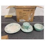 16PCS Pfaltzgraff Venice Teal Stoneware Dinnerware Set