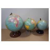*3* World Globes 12", 9" & 8"