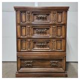 Vintage Wooden 5-Drawer Chest of Drawers with Intricate Design