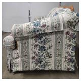 Vintage Floral Patterned Couch with Wooden Backrest