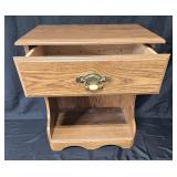 Vintage Wooden Nightstand with Drawer and Open Shelf