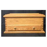 Wooden Keepsake Box with Engraved Lid and Green Velvet Lining - 16.5" x 14.5" x 8"