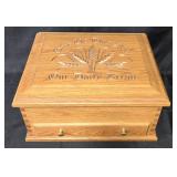 Wooden Keepsake Box with Engraved Lid and Green Velvet Lining - 16.5" x 14.5" x 8"
