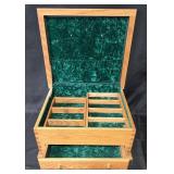 Wooden Keepsake Box with Engraved Lid and Green Velvet Lining - 16.5" x 14.5" x 8"
