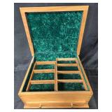 Wooden Keepsake Box with Engraved Lid and Green Velvet Lining - 16.5" x 14.5" x 8"