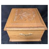 Wooden Keepsake Box with Engraved Lid and Green Velvet Lining - 16.5" x 14.5" x 8"